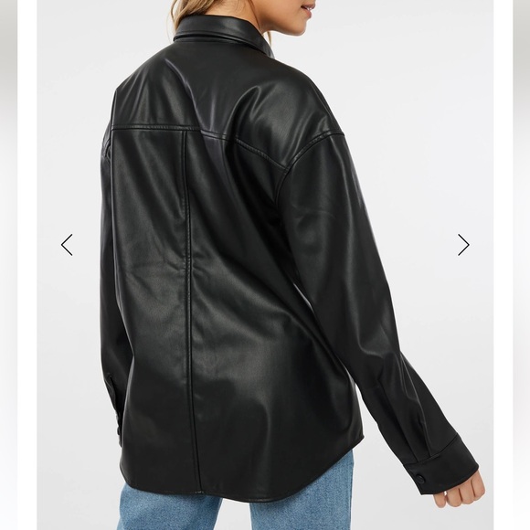 New Without Tags Faux Leather Oversized Shirt Ardene - Picture 2 of 4